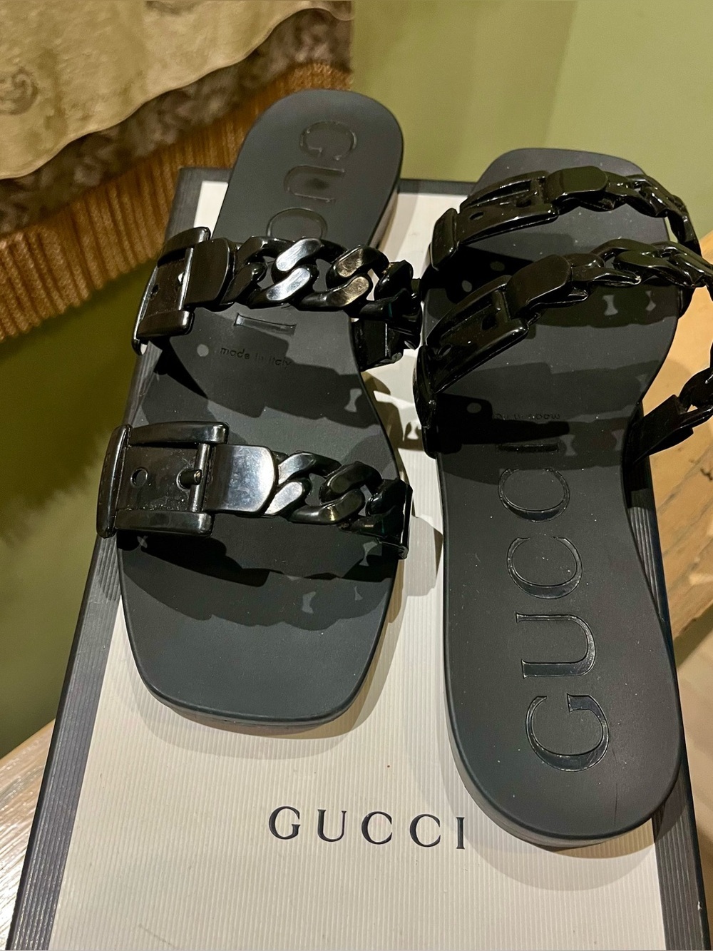 Gucci Black Teena Slide Sandals